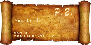 Puns Ernő névjegykártya